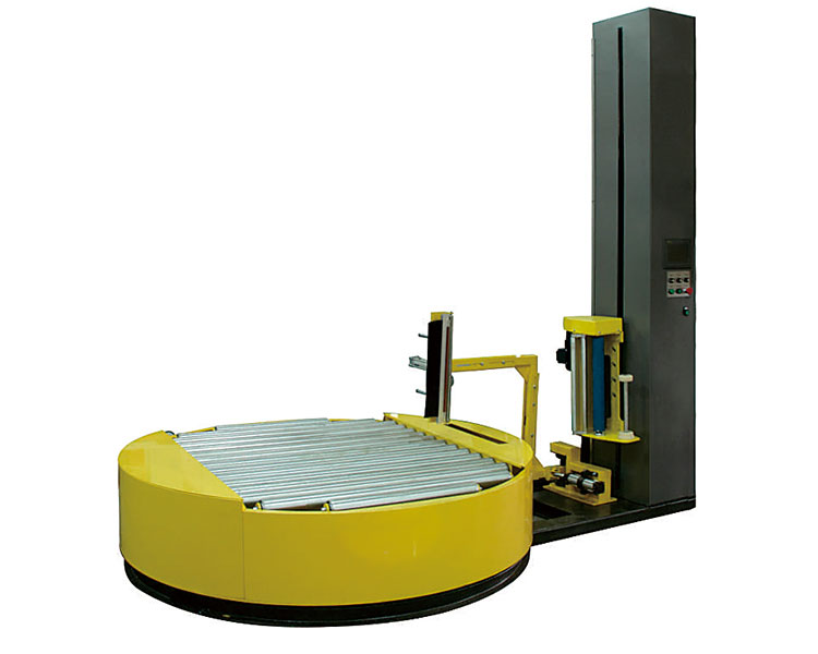 Echipament automat de înfoliere - Capacitate: 2000 kg, Viteză: 18 RPM, Înălțimea maximă a paleților: 2180 mm, Pre-întindere 250%, Tăiere/prindere automată a foliei