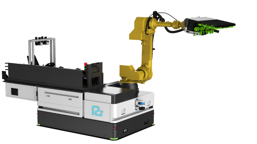 Robot Industries RIDPLT1500AMR Mobile Robotic Depalletizing Cell with 3D Vision and AI
