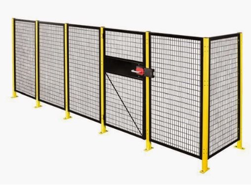 Robotic cell accessories - Safety fence (3m x 3m), Access gate, Tower type lamp, Access gate sensor, Electric panel box